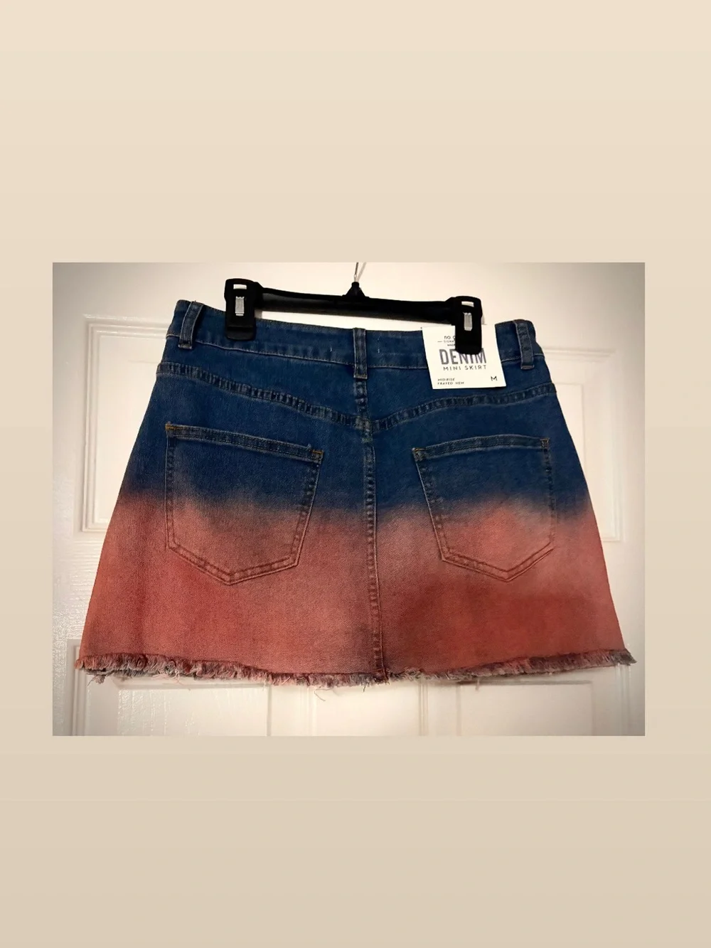Ombre Denim Mini Skirt in Blue and Rust - Picture 2 of 3